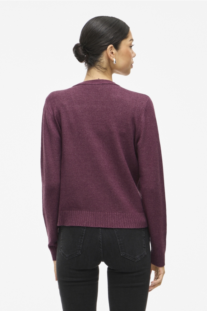VIRIL SHORT L/S KNIT CARDIGAN-NOOS 14060800 FIG/DARK MELAN